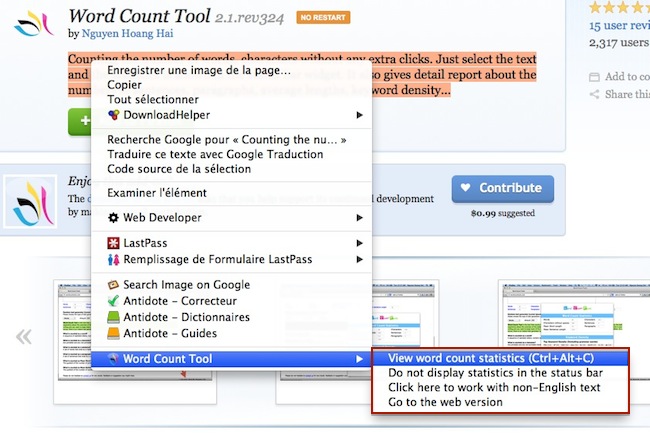  Une extension Firefox pour compter le nombre de mots de vos textes