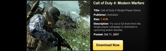 capture d'écran de la démo de Call of Duty 4