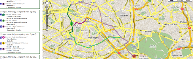 Capture d'écran de l'interface de calcul d'itinéraire de Google Map
