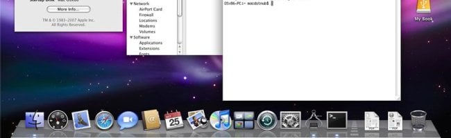 Capture d'écran du programme d'installation de Mac OSX Leopard sur un PC