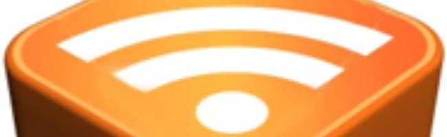 Bouton RSS avec icône orange sur fond blanc