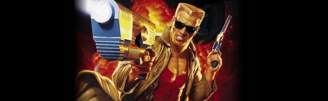 Affiche de Duke Nukem Forever avec Duke en train de tenir un pistolet