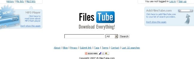 Interface de recherche pour sites de partage de fichiers