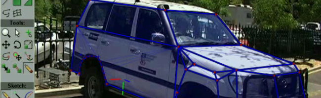 Capture d'écran de VideoTrace montrant une modélisation 3D détaillée d'un objet