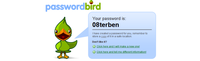 Illustration d'une personne devant un ordinateur, utilisant PasswordBird pour créer un mot de passe sécurisé