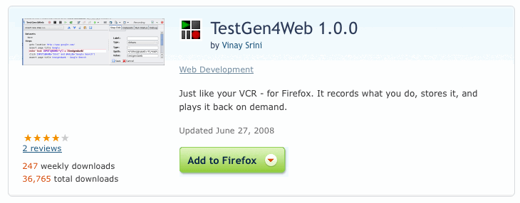TestGen4Web pour Firefox