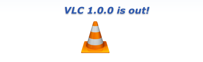 Capture d'écran de VLC 1.0 avec le nouveau logo