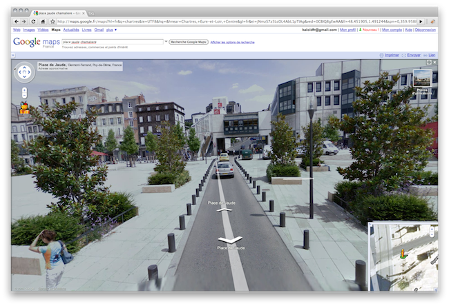 Vue panoramique de la ville dans Google Street View en 3D