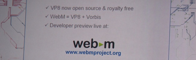 Logo de WebM, un format vidéo open source créé par Google utilisant la technologie VP8+OGG+MKV.