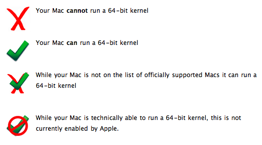 Capture d'écran d'un terminal avec l'indication de l'utilisation d'un kernel 64 bits