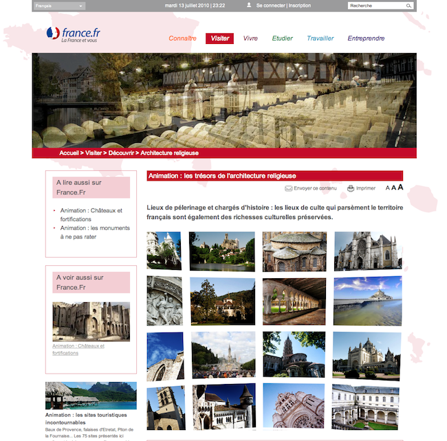Capture d'écran du portail France.fr en avant-première