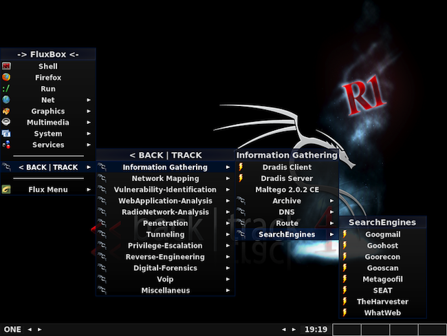 Capture d'écran de la nouvelle interface utilisateur de BackTrack 4 R1