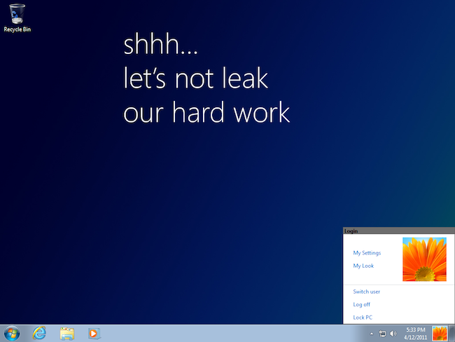 Capture d'écran de l'interface utilisateur de Windows 8