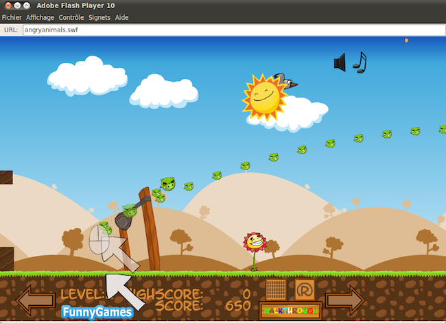 Capture d'écran du jeu Angry Birds sous Linux