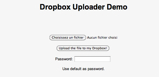 Capture d'écran de la page de téléchargement de Dropbox pour l'upload public