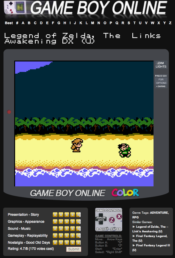 Capture d'écran du jeu Tetris sur Game Boy Online