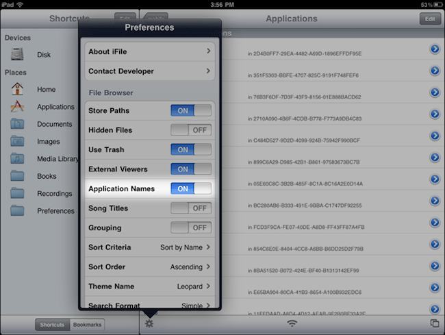 Capture d'écran de l'interface de connexion Facebook pour iPad
