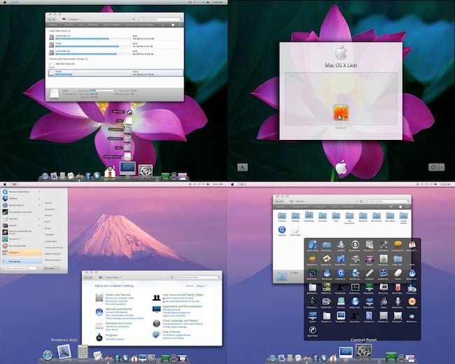 Comparaison des interfaces de Windows 7 et OSX Lion