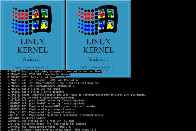 Logo Kernel Linux 3.1 en couleur bleue et verte