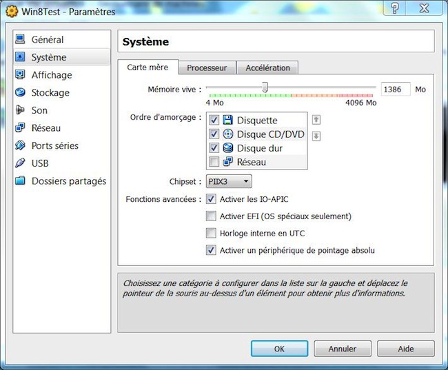 Capture d'écran de la configuration du réseau dans VirtualBox