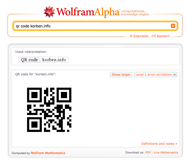 Générer un code-barres avec Wolfram Alpha
