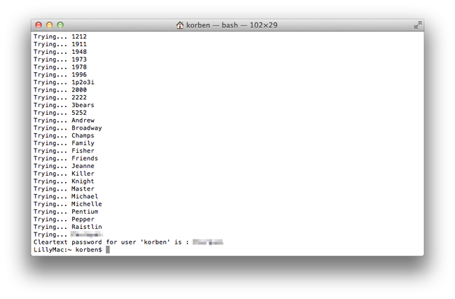 Exemple de mot de passe fort pour OSX Lion