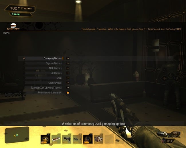 Capture d'écran du mod Burger Menu pour Deus Ex Human Revolution