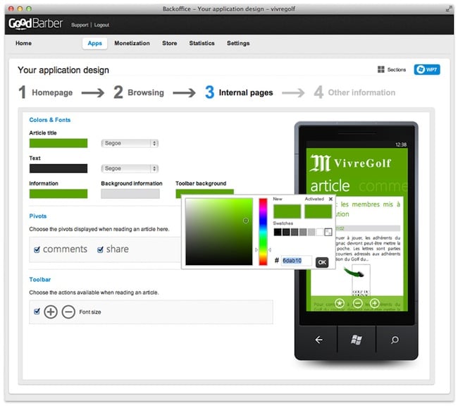 Capture d'écran de l'application Korben pour Windows Phone 7