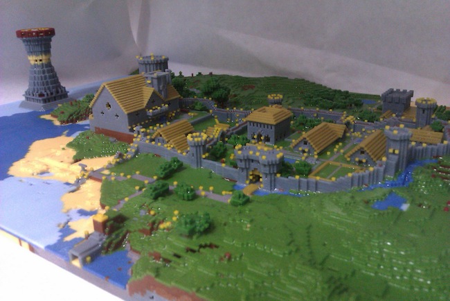 Maquette physique d'un bâtiment créé dans Minecraft