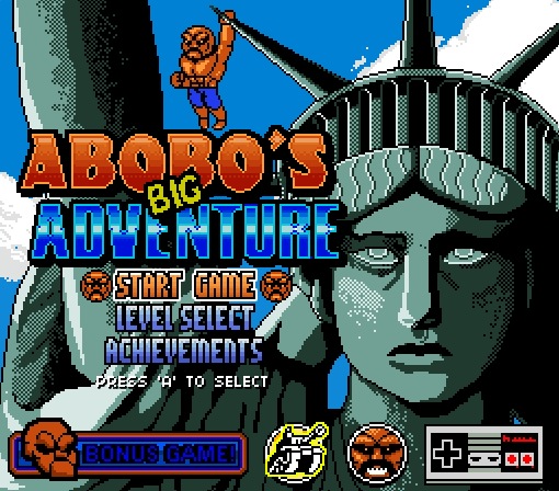Capture d'écran du jeu Abobo's Big Adventure montrant le personnage principal se battant contre des ennemis