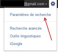 Capture d'écran des paramètres de recherche Google avec Google+ désactivé