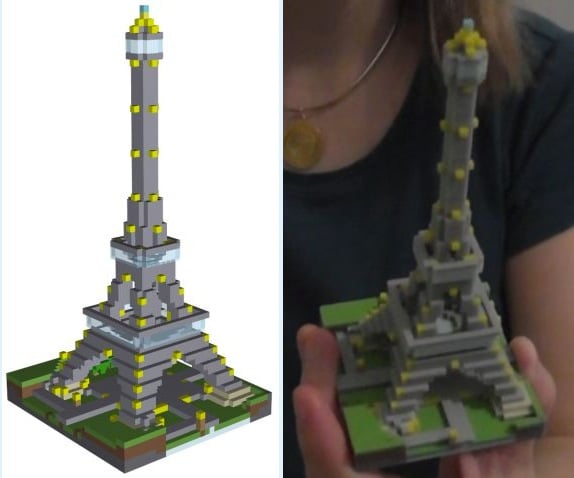 Comparaison entre un bâtiment de Minecraft et son rendu dans le monde réel