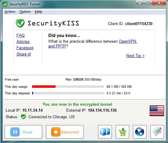 Capture d'écran de l'interface de SecurityKISS