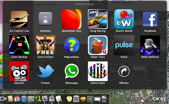 Capture d'écran de l'installation de Bluestacks sur un Mac OSX