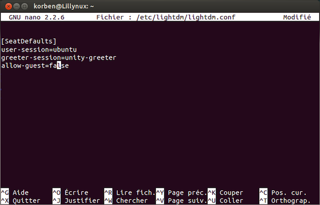 Capture d'écran de l'option de session invité dans Ubuntu