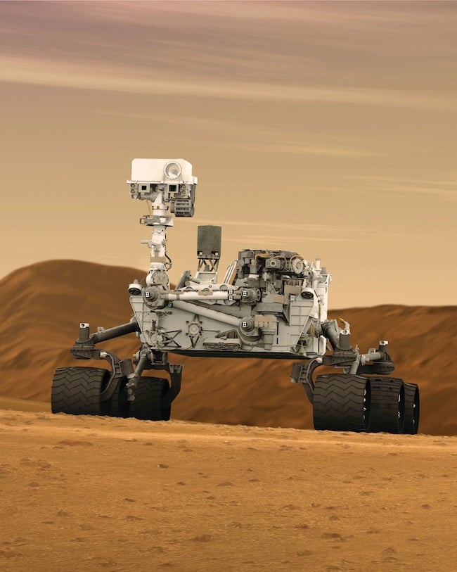 Vue rapprochée d'un des instruments de mesure embarqués sur Curiosity