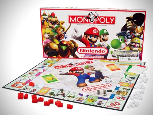 Plateau de jeu Monopoly Nintendo avec les personnages de Mario, Luigi et Donkey Kong