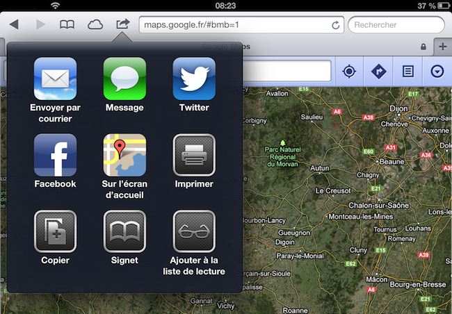 Capture d'écran d'un message d'erreur dans l'application Maps d'iOS6