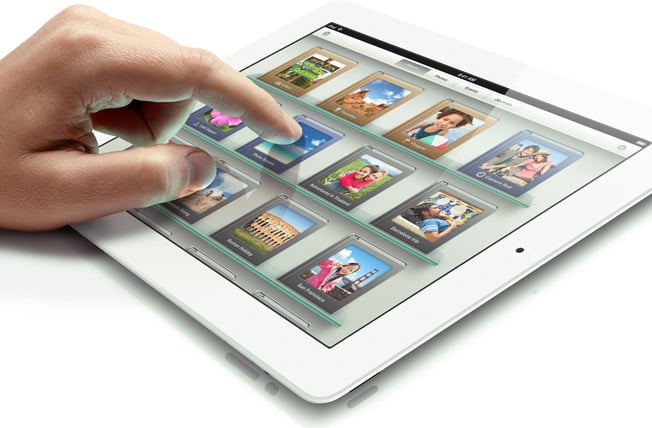 iPad 3 vue de face avec écran Retina et App Store