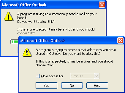 Outlook bloquant une application tierce