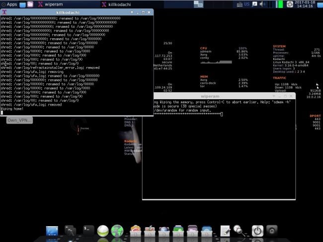 Capture d'écran de la page de configuration de Tor dans Kodachi