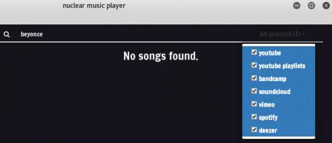 Nuclear - Un player musical multi-source - capture d'écran du lecteur musical