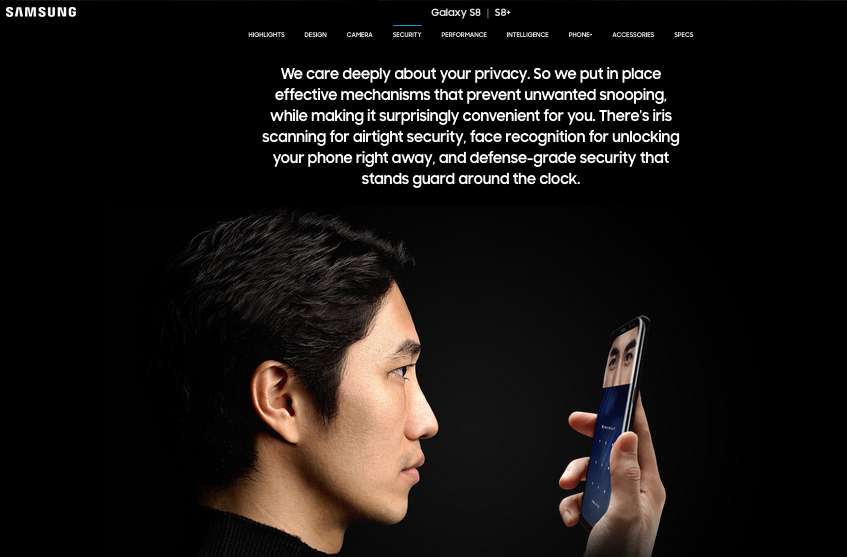 Scanner d'iris du Samsung Galaxy S8