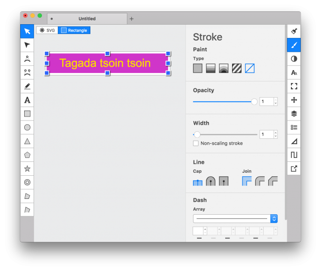 Capture d'écran de l'interface de création de fichiers SVG sur macOS