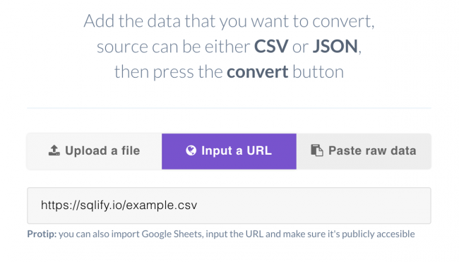 Capture d'écran de l'interface de Konbert montrant la conversion d'un fichier CSV en JSON