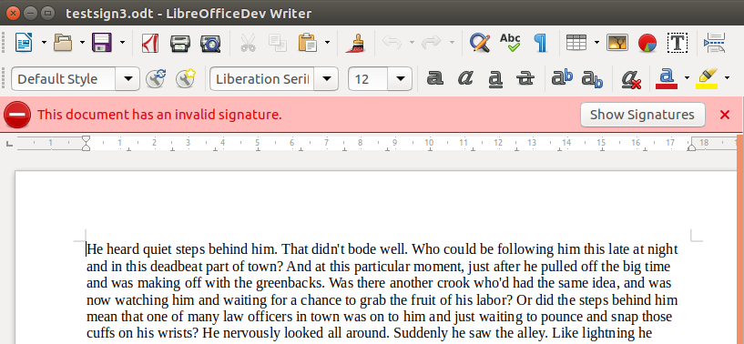 LibreOffice Writer avec la nouvelle fonction de vérification orthographique