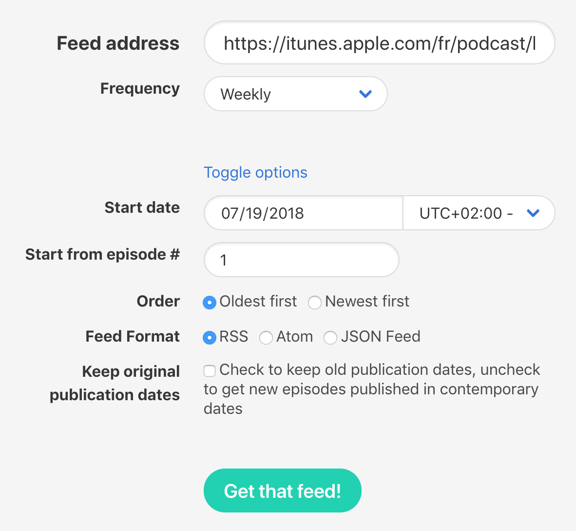 Cast-Rewinder - Application pour écouter un podcast depuis le début