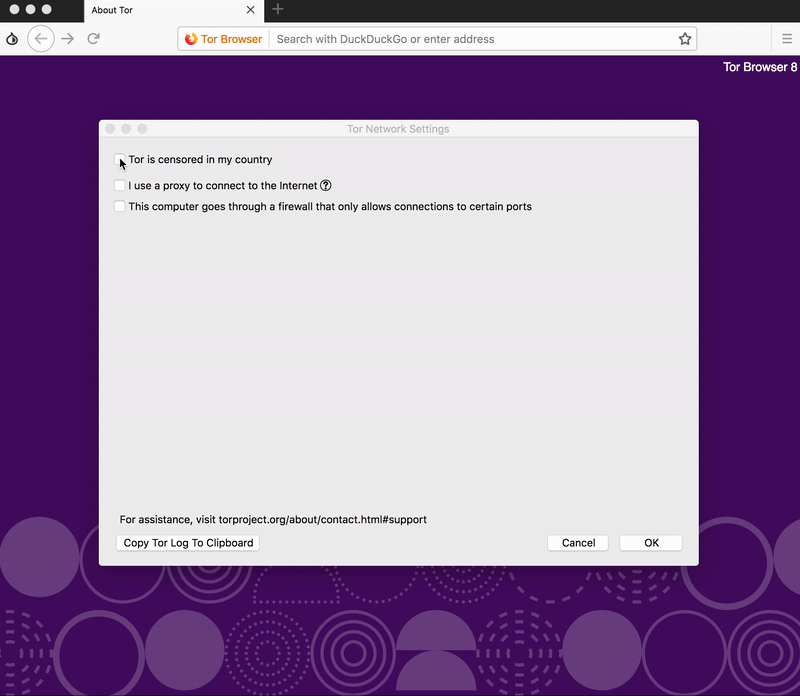 Capture d'écran de la page d'accueil de Tor Browser