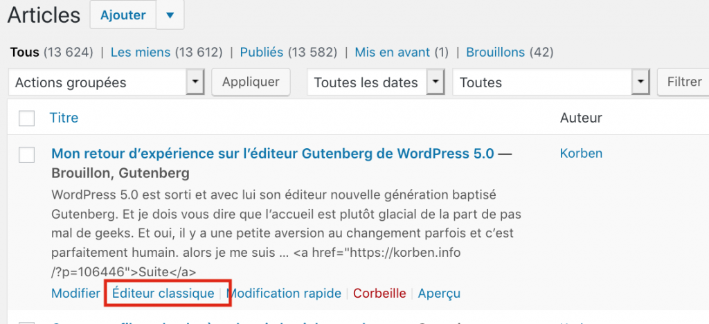 Schéma montrant les avantages et les inconvénients de l'utilisation de l'éditeur Gutenberg de WordPress 5.0