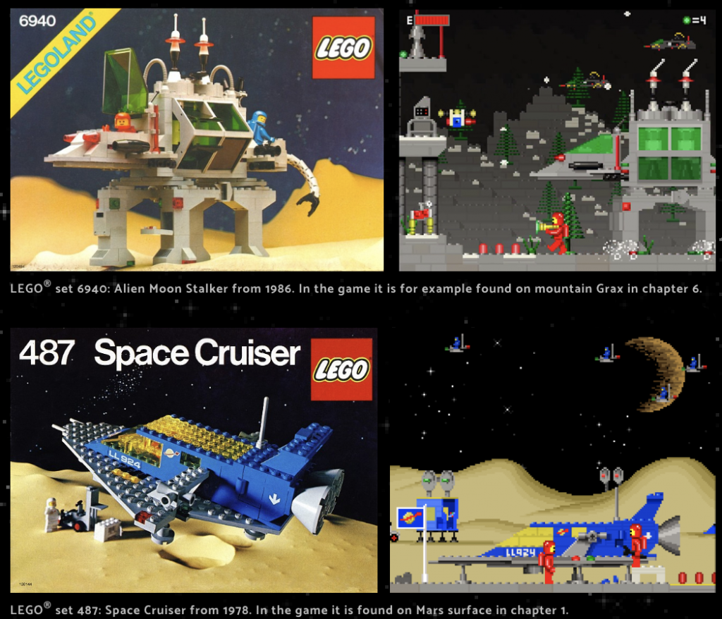 Capture d'écran du jeu vidéo LEGO Classic Space Adventure avec des ennemis extraterrestres